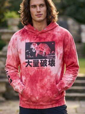 RSQ Size Extra Large xl Red Pink Hoodie PUllover Tie Dyed Handmade Japanese